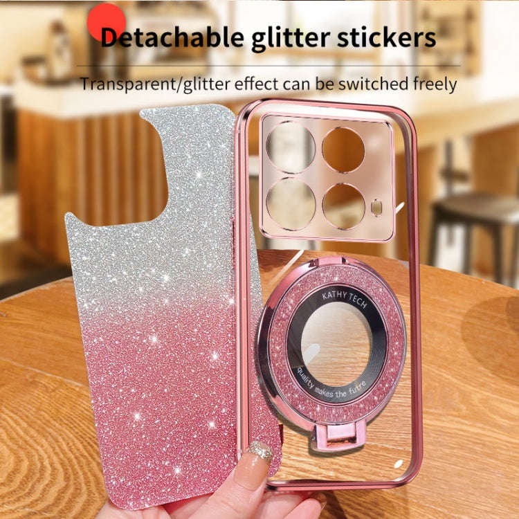 For Infinix Note 40 Plated Gradient Glitter Round Holder TPU Phone Case(Purple)