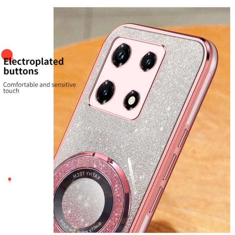 For Infinix Note 30 Pro Plated Gradient Glitter Round Holder TPU Phone Case(Silver)