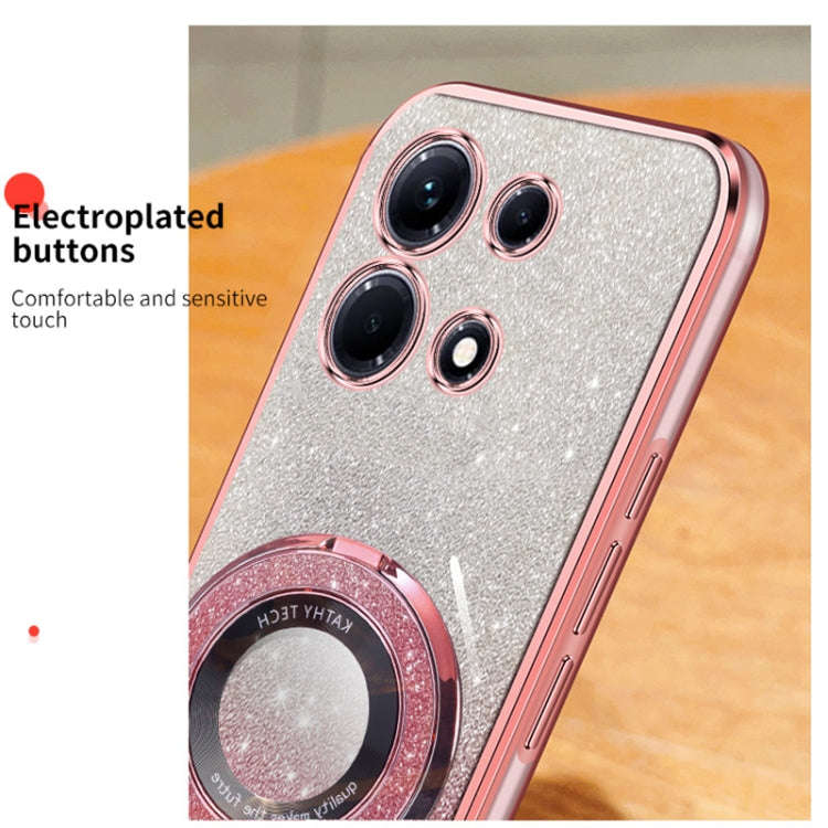 For Infinix Note 30 / X6833B Plated Gradient Glitter Round Holder TPU Phone Case(Pink)