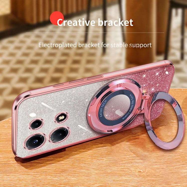 For Infinix Note 30 VIP Plated Gradient Glitter Round Holder TPU Phone Case(Pink)