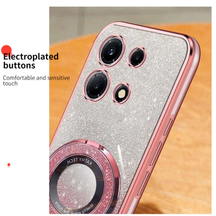 For Infinix Note 30 VIP Plated Gradient Glitter Round Holder TPU Phone Case(Pink)