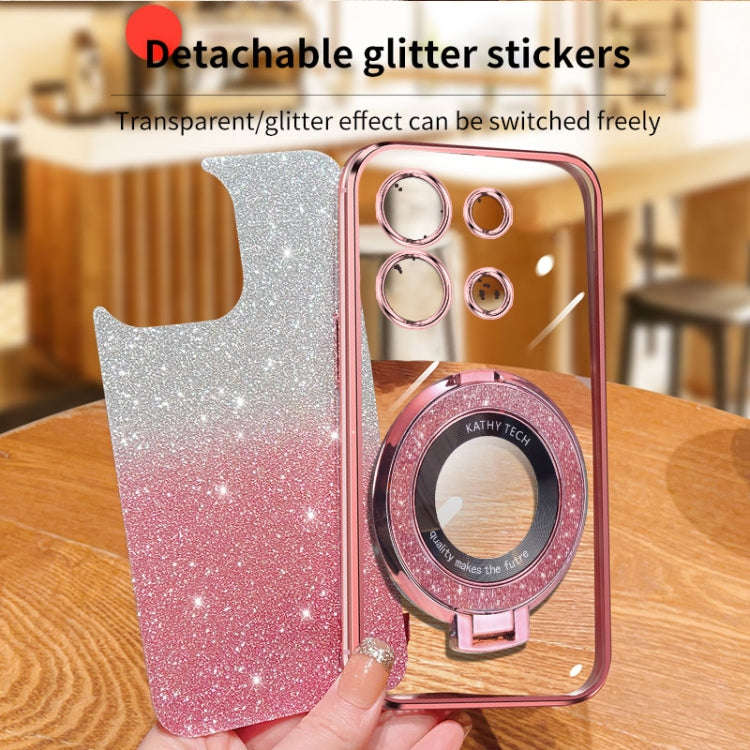 For Infinix Note 30 VIP Plated Gradient Glitter Round Holder TPU Phone Case(Black)