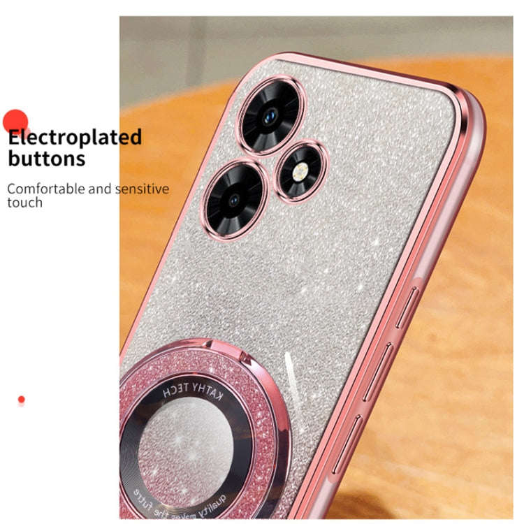 For Infinix Hot 30 Plated Gradient Glitter Round Holder TPU Phone Case(Purple)