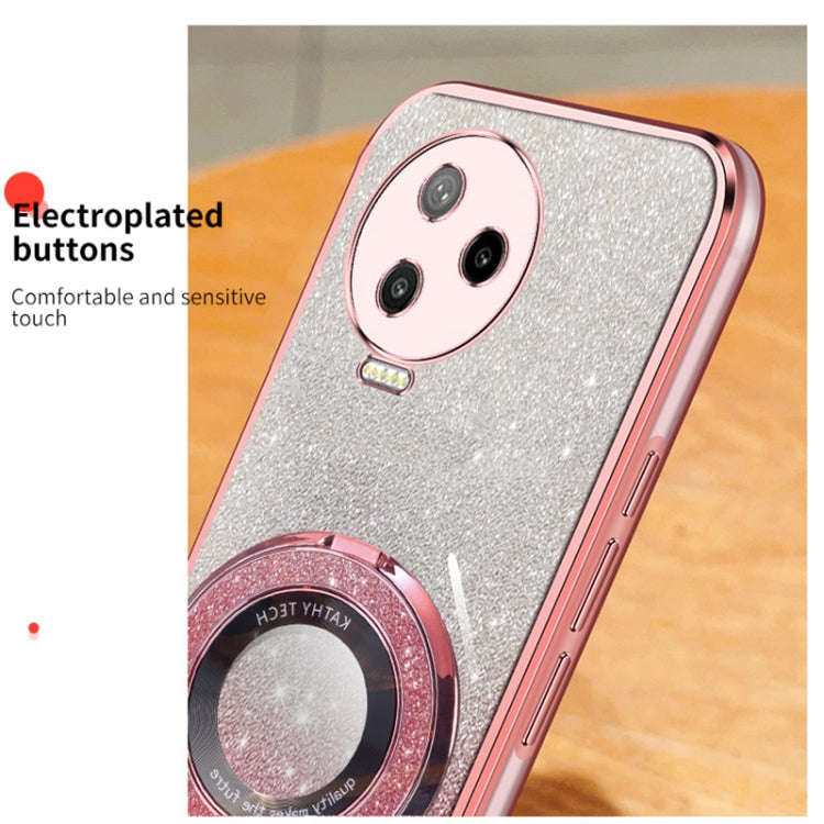For Infinix Note 12 Pro 4G Plated Gradient Glitter Round Holder TPU Phone Case(Silver)