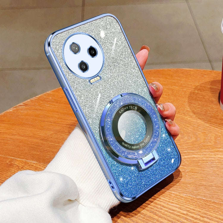For Infinix Note 12 Pro 4G Plated Gradient Glitter Round Holder TPU Phone Case(Sierra Blue)