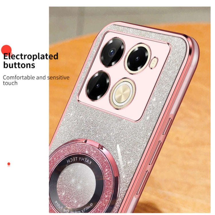 For Infinix Note 40 Pro 5G Plated Gradient Glitter Round Holder TPU Phone Case(Silver)