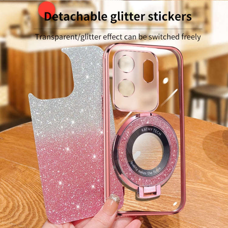 For Infinix Zero 30 4G Plated Gradient Glitter Round Holder TPU Phone Case(Silver)
