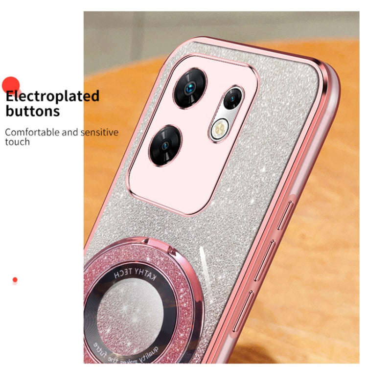 For Infinix Zero 30 4G Plated Gradient Glitter Round Holder TPU Phone Case(Silver)
