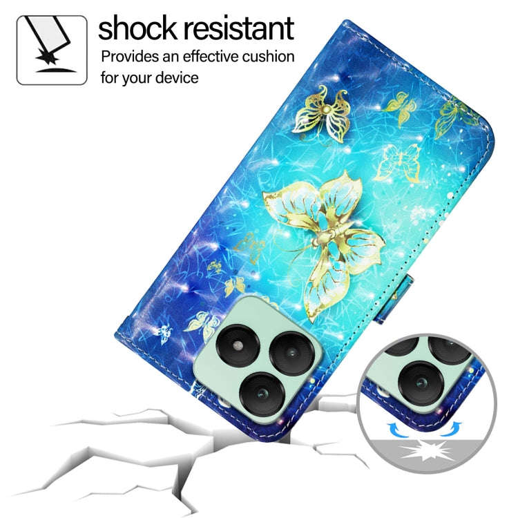 For Wiko T20 3D Painting Horizontal Flip Leather Phone Case(Golden Butterfly)
