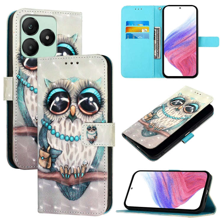 For Wiko T20 3D Painting Horizontal Flip Leather Phone Case(Grey Owl)