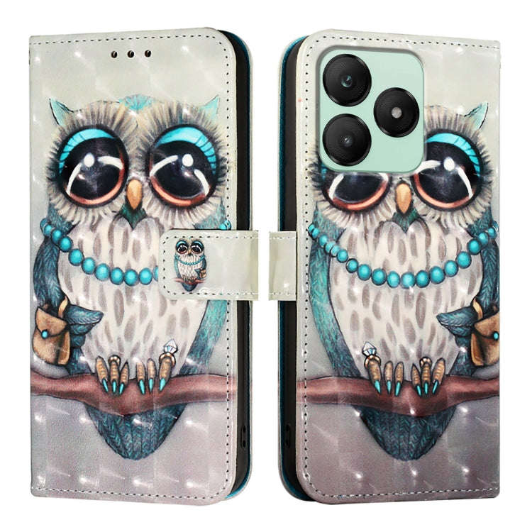 For Wiko T20 3D Painting Horizontal Flip Leather Phone Case(Grey Owl)