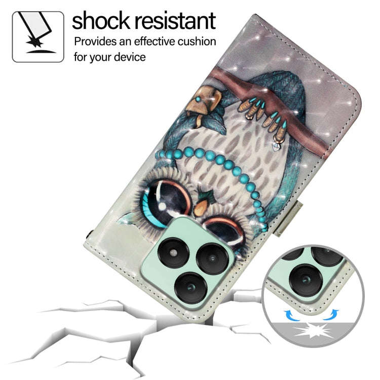 For Wiko T20 3D Painting Horizontal Flip Leather Phone Case(Grey Owl)