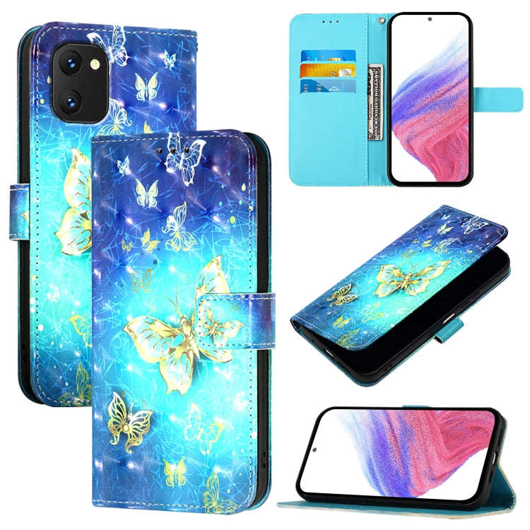 For UMIDIGI Power 7 / Power 7S 3D Painting Horizontal Flip Leather Phone Case(Golden Butterfly)