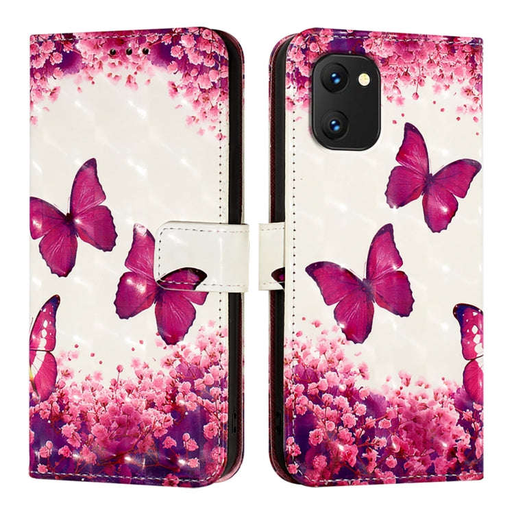 For UMIDIGI Power 7 / Power 7S 3D Painting Horizontal Flip Leather Phone Case(Rose Butterfly)