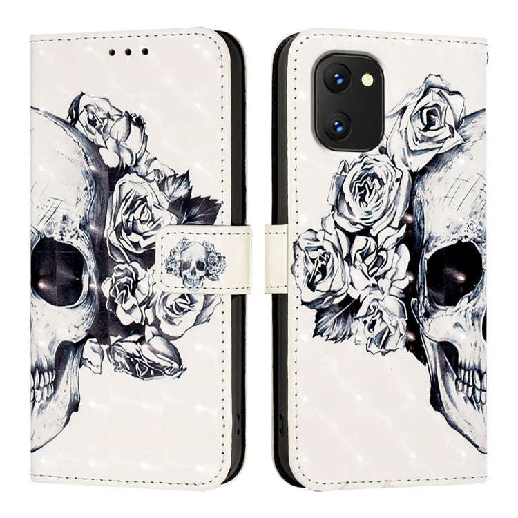 For UMIDIGI Power 7 / Power 7S 3D Painting Horizontal Flip Leather Phone Case(Skull)