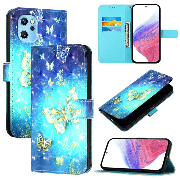 For UMIDIGI Power 7 Max 3D Painting Horizontal Flip Leather Phone Case(Golden Butterfly)