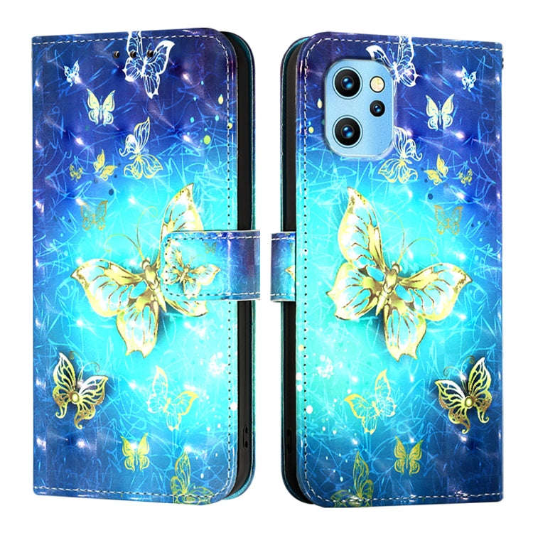 For UMIDIGI Power 7 Max 3D Painting Horizontal Flip Leather Phone Case(Golden Butterfly)