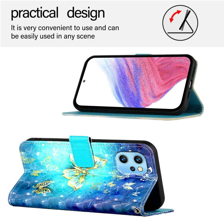 For UMIDIGI Power 7 Max 3D Painting Horizontal Flip Leather Phone Case(Golden Butterfly)