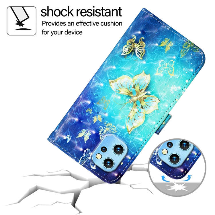 For UMIDIGI Power 7 Max 3D Painting Horizontal Flip Leather Phone Case(Golden Butterfly)