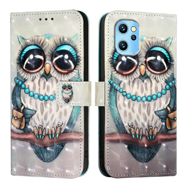 For UMIDIGI Power 7 Max 3D Painting Horizontal Flip Leather Phone Case(Grey Owl)