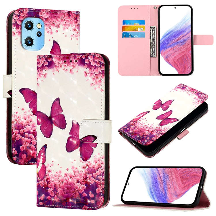 For UMIDIGI Power 7 Max 3D Painting Horizontal Flip Leather Phone Case(Rose Butterfly)
