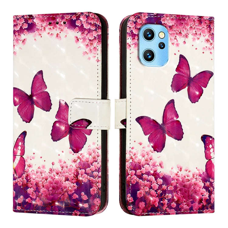 For UMIDIGI Power 7 Max 3D Painting Horizontal Flip Leather Phone Case(Rose Butterfly)