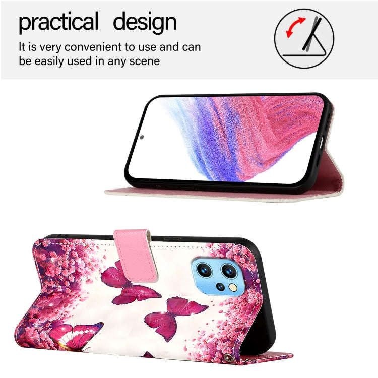 For UMIDIGI Power 7 Max 3D Painting Horizontal Flip Leather Phone Case(Rose Butterfly)