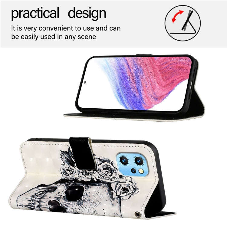 For UMIDIGI Power 7 Max 3D Painting Horizontal Flip Leather Phone Case(Skull)