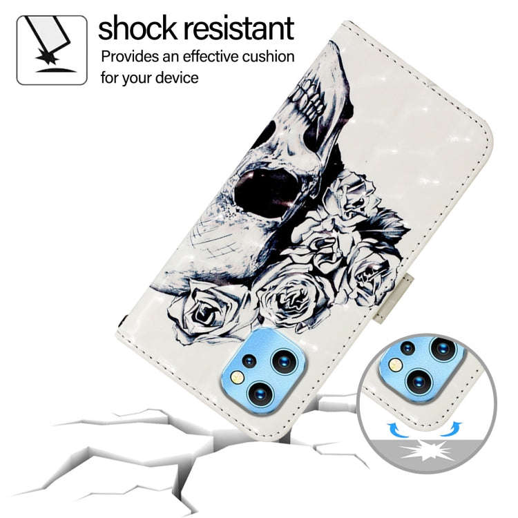 For UMIDIGI Power 7 Max 3D Painting Horizontal Flip Leather Phone Case(Skull)
