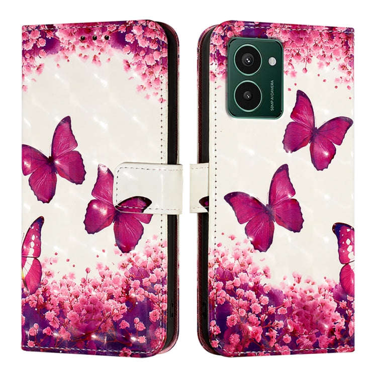 For HMD Pulse Pro 3D Painting Horizontal Flip Leather Phone Case(Rose Butterfly)