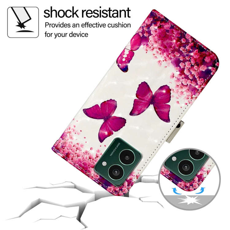For HMD Pulse Pro 3D Painting Horizontal Flip Leather Phone Case(Rose Butterfly)