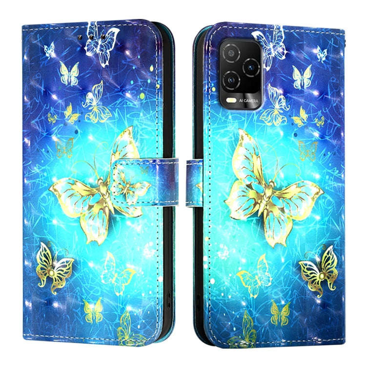 For BLU View 5 Pro 3D Painting Horizontal Flip Leather Phone Case(Golden Butterfly)