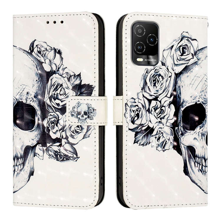 For BLU View 5 Pro 3D Painting Horizontal Flip Leather Phone Case(Skull)