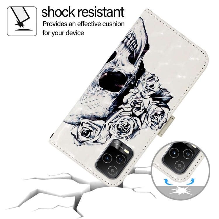 For BLU View 5 Pro 3D Painting Horizontal Flip Leather Phone Case(Skull)