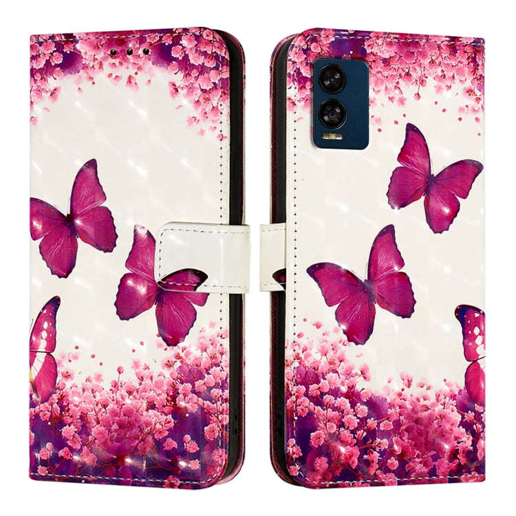 For BLU View Speed 5G 3D Painting Horizontal Flip Leather Phone Case(Rose Butterfly)