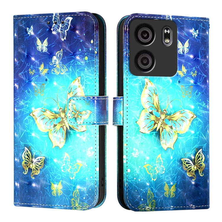 For BLU View 5 3D Painting Horizontal Flip Leather Phone Case(Golden Butterfly)