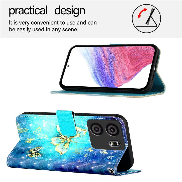 For BLU View 5 3D Painting Horizontal Flip Leather Phone Case(Golden Butterfly)