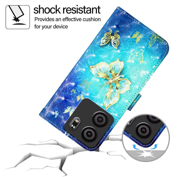 For BLU View 5 3D Painting Horizontal Flip Leather Phone Case(Golden Butterfly)