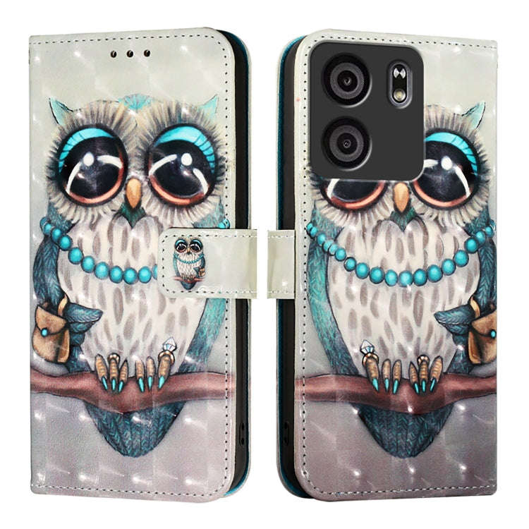 For BLU View 5 3D Painting Horizontal Flip Leather Phone Case(Grey Owl)
