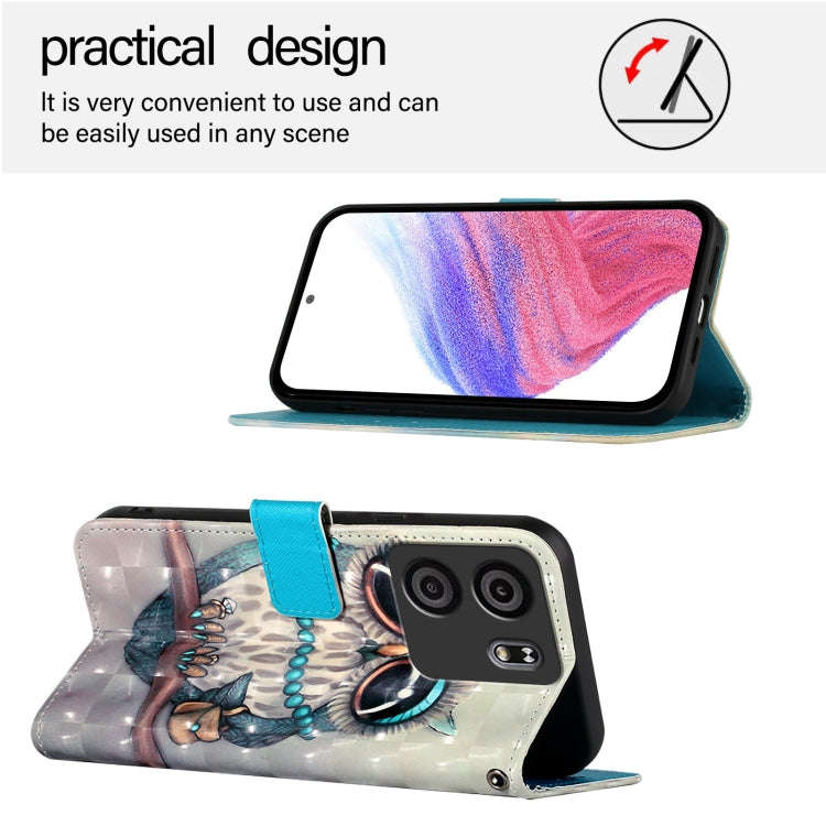 For BLU View 5 3D Painting Horizontal Flip Leather Phone Case(Grey Owl)