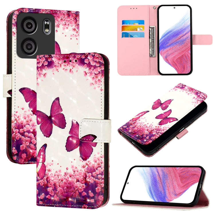 For BLU View 5 3D Painting Horizontal Flip Leather Phone Case(Rose Butterfly)