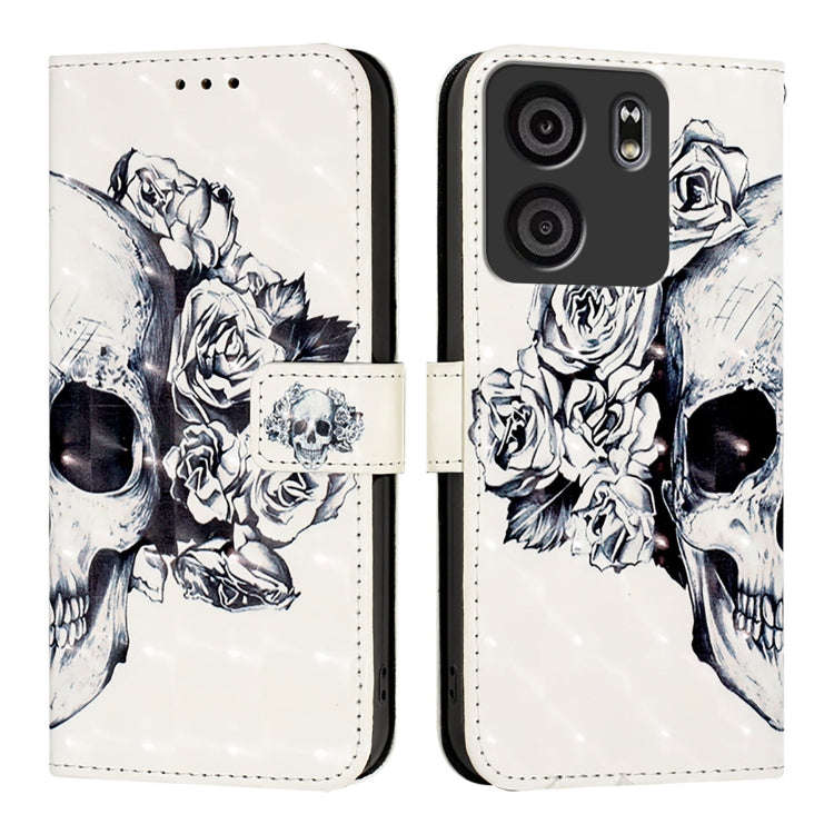 For BLU View 5 3D Painting Horizontal Flip Leather Phone Case(Skull)