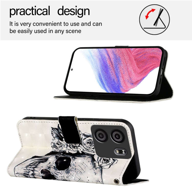 For BLU View 5 3D Painting Horizontal Flip Leather Phone Case(Skull)