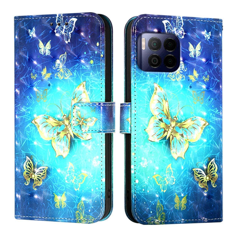For T-Mobile REVVL 7 Pro 3D Painting Horizontal Flip Leather Phone Case(Golden Butterfly)