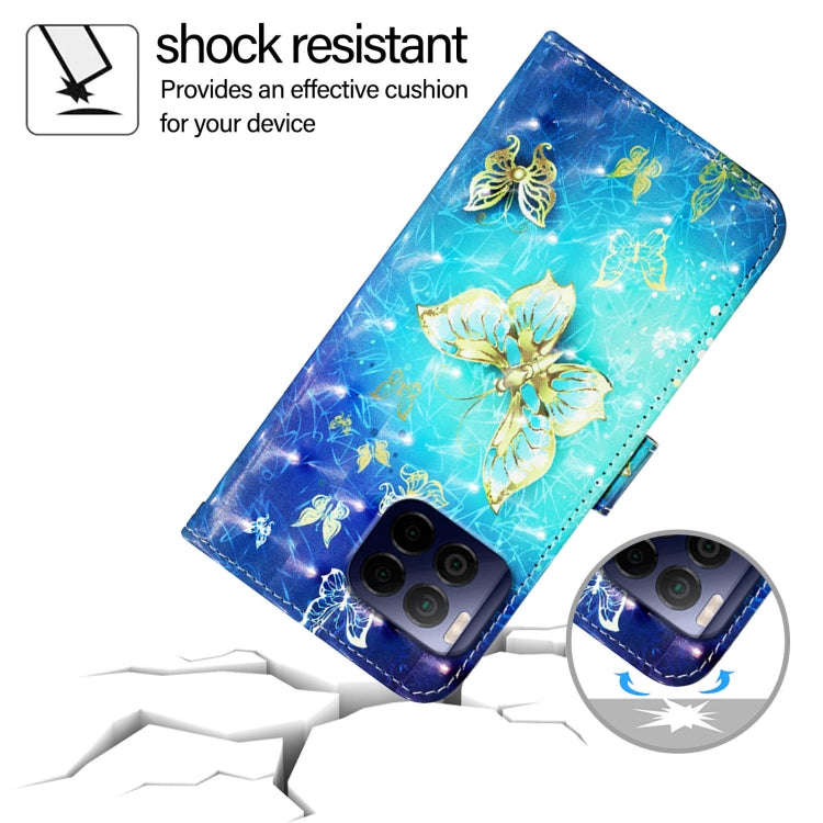 For T-Mobile REVVL 7 Pro 3D Painting Horizontal Flip Leather Phone Case(Golden Butterfly)