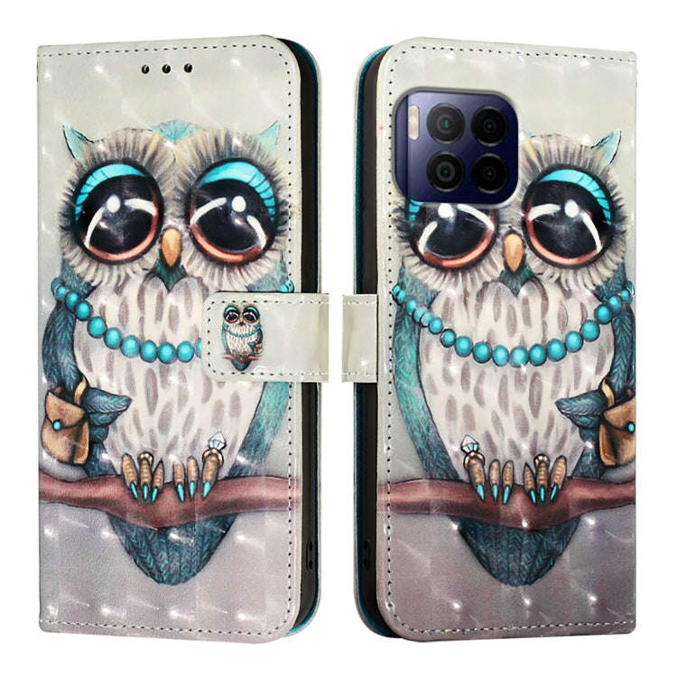 For T-Mobile REVVL 7 Pro 3D Painting Horizontal Flip Leather Phone Case(Grey Owl)