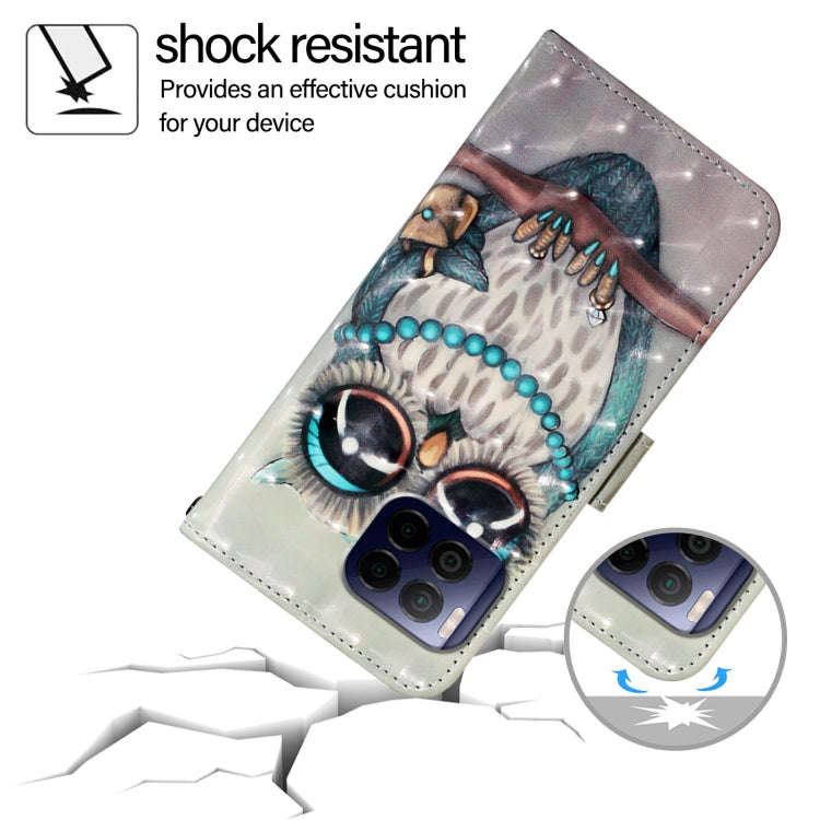 For T-Mobile REVVL 7 Pro 3D Painting Horizontal Flip Leather Phone Case(Grey Owl)