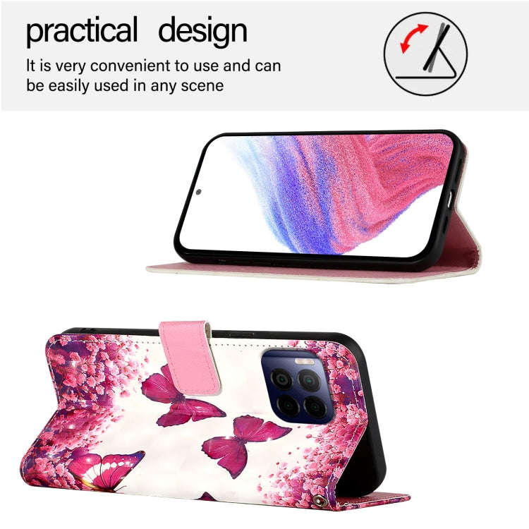 For T-Mobile REVVL 7 Pro 3D Painting Horizontal Flip Leather Phone Case(Rose Butterfly)