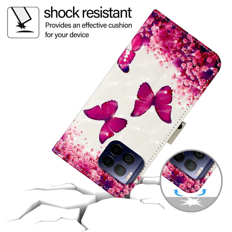 For T-Mobile REVVL 7 Pro 3D Painting Horizontal Flip Leather Phone Case(Rose Butterfly)