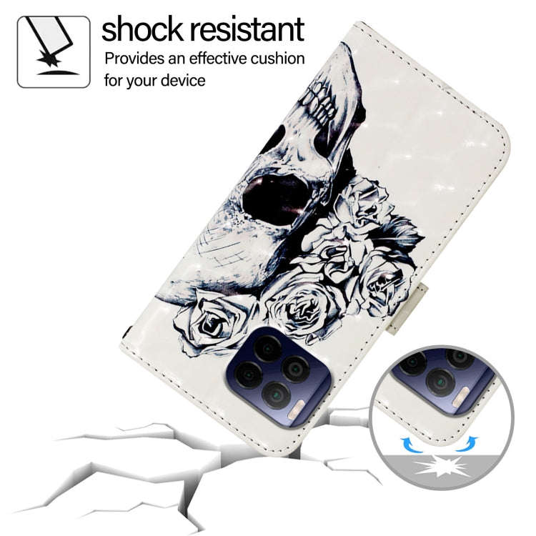 For T-Mobile REVVL 7 Pro 3D Painting Horizontal Flip Leather Phone Case(Skull)